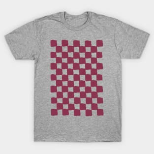 small checkered burgundy, Checkerboard Check Checkered, small checks, wine, plum, burgundy, western, prairie, aesthetic, retro, vintage, cowgirl T-Shirt